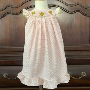 VIVE LA FÊTE Smocked Fish Dress 18M Embroidered Summer Baby Girl